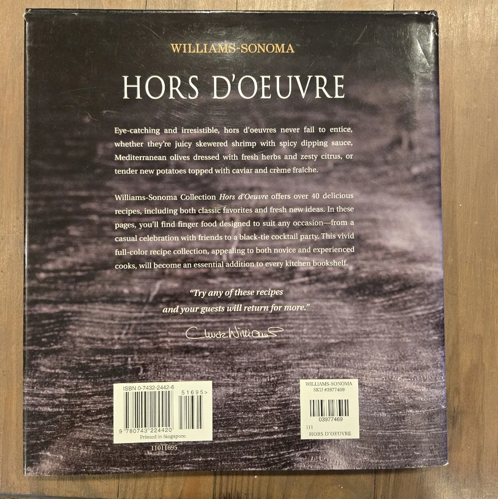 Vintage Williams-Sonoma Hors d'Oeuvre Recipe Book